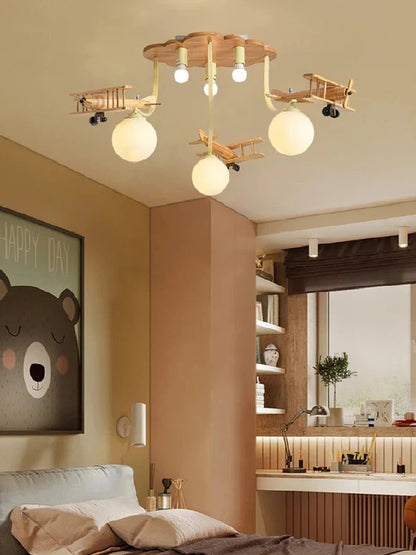 Airplane Chandelier Ceiling lamp Wooden Airplane Pendant Light