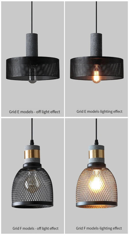 Industrial Concrete Pendant Light Home Decoration Chandelier Fixture Iron Shade Cement Hanging Lamp