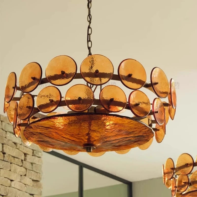 Lorenzo Chandelier Vintage French Living Room Hanging Lamp Orange Chandelier