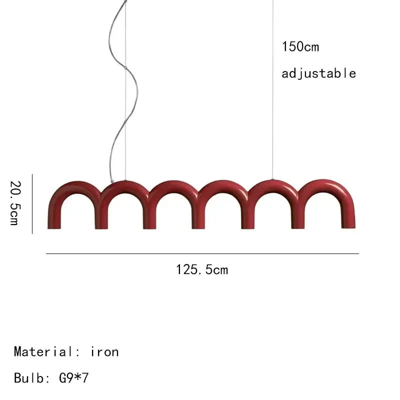 Oblure Arch Chandelier Post Modern Design Pendant Light for Coffee living Room Kitchen U shaped Lamp Blue Metal macaron lamp