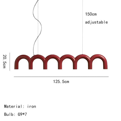 Oblure Arch Chandelier Post Modern Design Pendant Light for Coffee living Room Kitchen U shaped Lamp Blue Metal macaron lamp