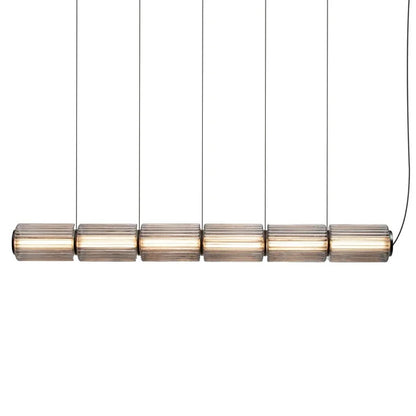 Restaurant Long Stripe Pendant Light Smoke Gray Glass Lampshade Nordic Led Hanging Light