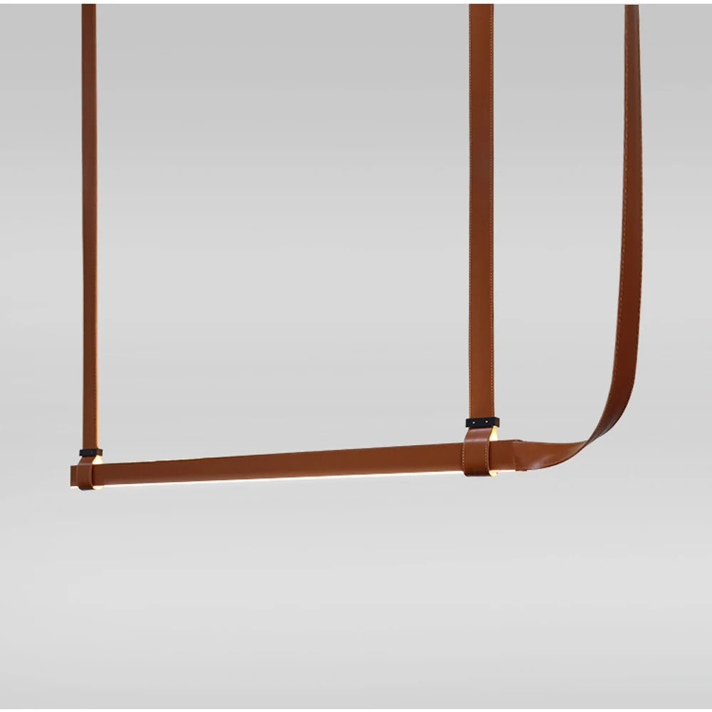 Modern Leather Chandelier LED Belt Fabric Pendant Lamp For Hotel Living Room Office Decor Minimalist Dining Table Hanging Lamp