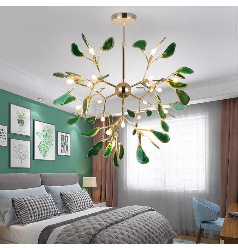 LED agate chandelier blue/green/purple/pink romantic chandelier