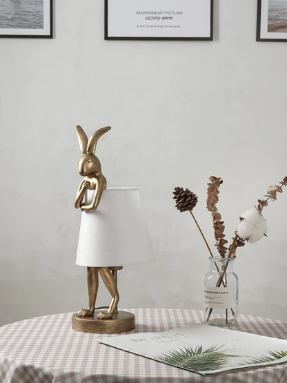 Nordic LED rabbit table lamp Designer resin rabbit desk lamp for study bedroom children's room reading led light bedside lamp