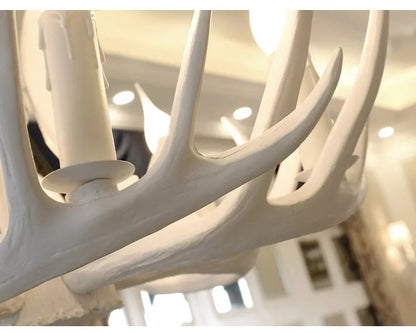 Retro Antler Chandelier Lighting Resin Deer Horn Pendant Lamp