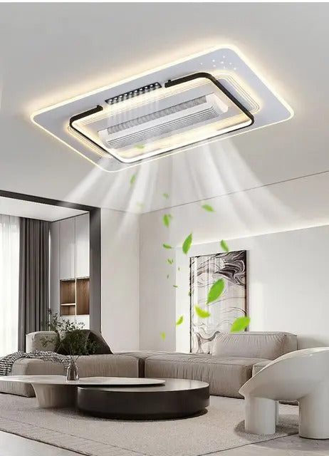 Invisible Bladeless Ceiling Fan LED Remote Control Living Room Dimmable Bladeless Fan Lamp