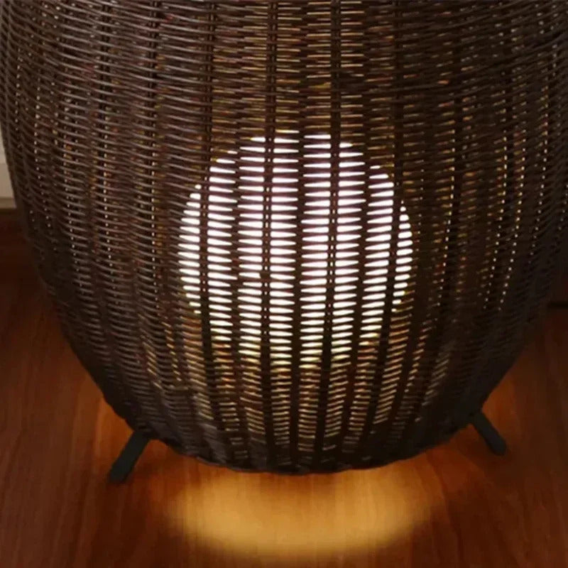 Natural handmade rattan floor lamp Japanese Outdoor waterproof Garden standing lamp