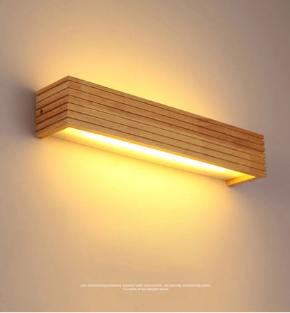 Modern Bathroom Mirror Wall Lamps Nordic Solid Wooden Linear LED Sconce light