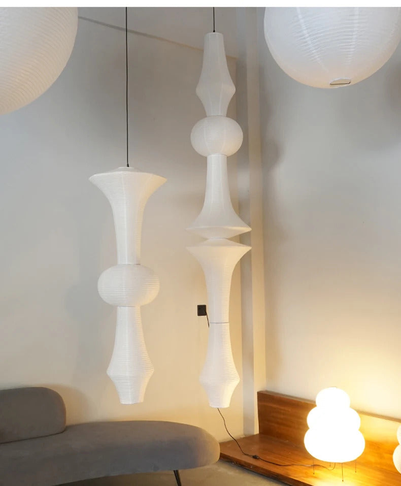 Nordic Wabi Sabi Wind Rice Paper Led Pendant Lights Living Room Bedroom Corner Chandelier