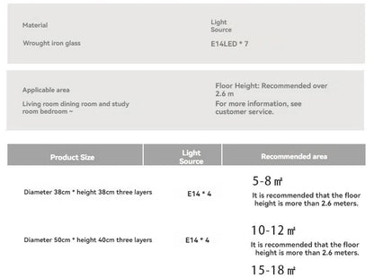 White Petal Glass chandelier French branch shaped crystal pendant light