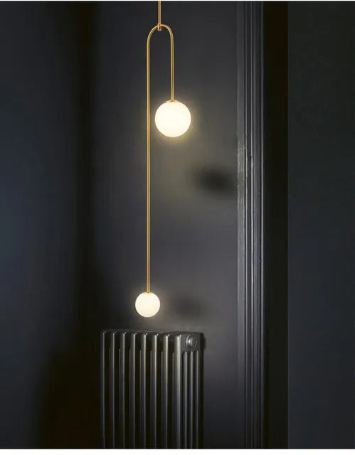 Nordic Iron geometric Line Pendant lamp Black Gold Iron U Line Chandelier