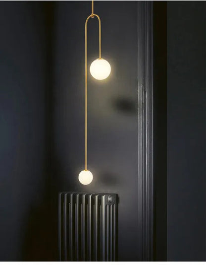 Nordic Iron geometric Line Pendant lamp Black Gold Iron U Line Chandelier