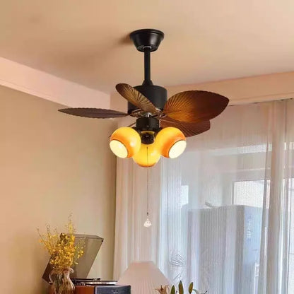 American Retro ceiling Fan Light European Mid-Century vintage Luxury chandelier Remote Fan