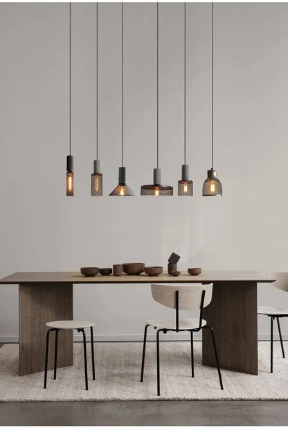 Industrial Concrete Pendant Light Home Decoration Chandelier Fixture Iron Shade Cement Hanging Lamp