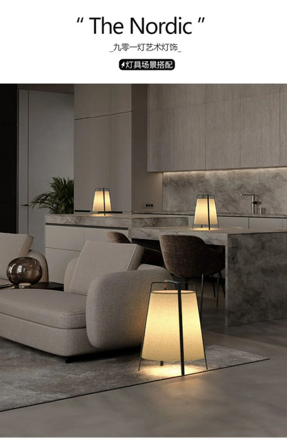 Japanese Style Fabric Floor Lamp Wabi Sabi Zen Art designer standing Lamp home decor