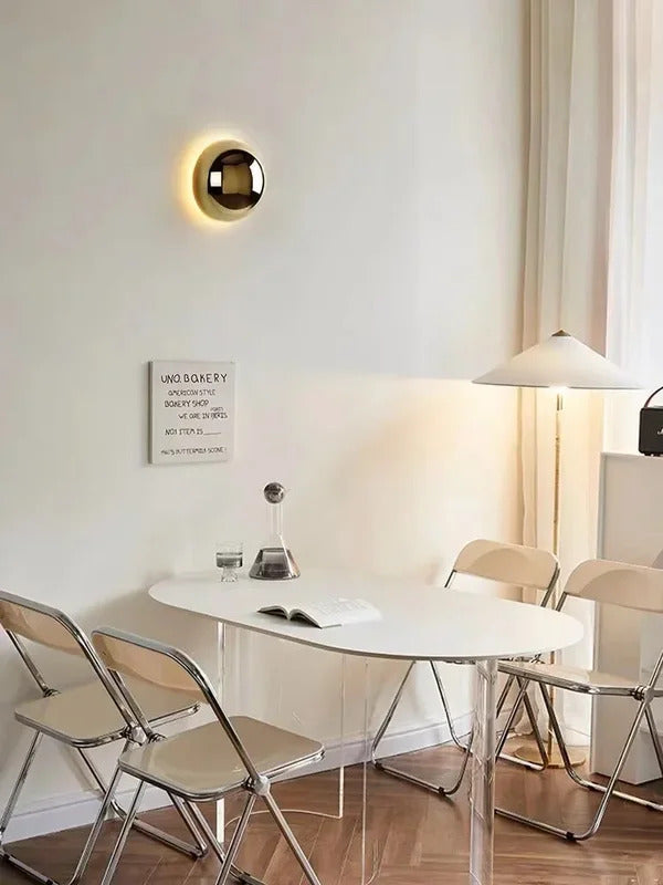 Minimalist Plated Silver Luxurious Wall Lamp Modern Simple Circular Lunar Eclipse sconce