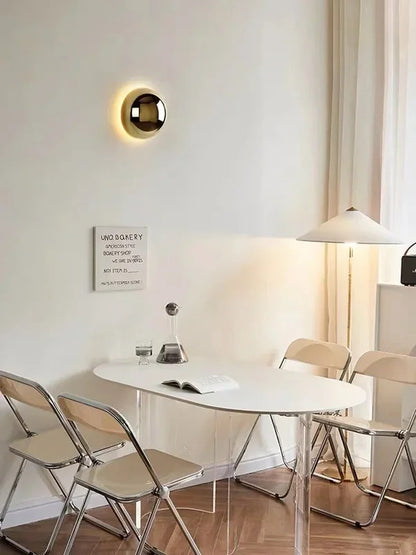 Minimalist Plated Silver Luxurious Wall Lamp Modern Simple Circular Lunar Eclipse sconce