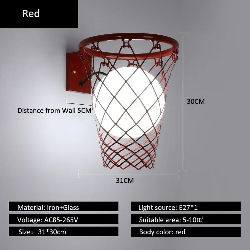 Basketball Wall Light Children boys Bedroom Wall Lamp Kids study Loft Sconce Light