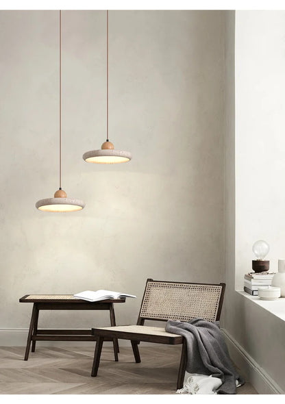 Japanese Style Yellow Cave Stone Pendant Light Wabi Style Restaurant Chandelier