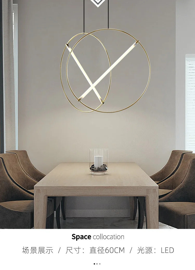 Round Suspension lamp Post-modern ring pendant light