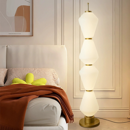 Modern Long Floor Lamp Nordic Minimalist Cream Lampshade Iron Base standing lights