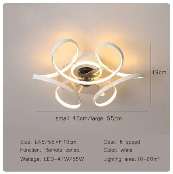 Nordic Intelligent Fan Light Color Dimming and Silent Remote Control Bedroom Lighting
