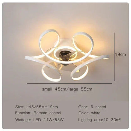 Nordic Intelligent Fan Light Color Dimming and Silent Remote Control Bedroom Lighting