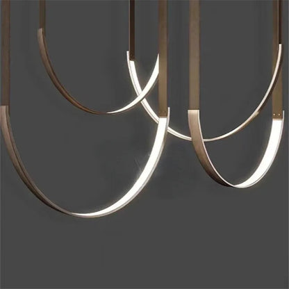 Nordic U-shaped Line Pendant Light LED Long Leather Hanging Lamp