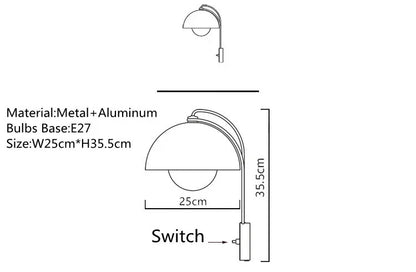 Nordic colorful Bud Wall Lamps Mushroom cute wall sconce bedside night light