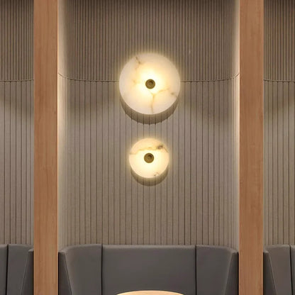 MEDIAN Wall Lamp Round Shape Gold Natural marble LED Wall sconce lighting
