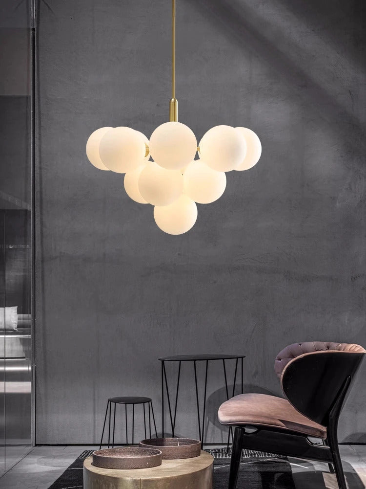 Nordic Luxury Glass Chandelier LED Pendant Lights Ceiling Suspension Hanging Lamp Fixture for Living Room Bedroom