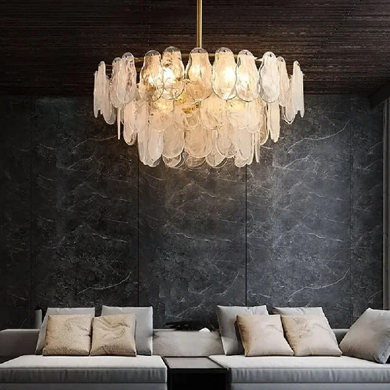 Nordic Luxury Glass Pendant Lamp Metal Crystals LED Chandeliers