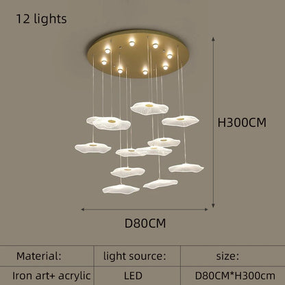 Nordic chandelier Leaf lotus chandelier of petals restaurant creative living room