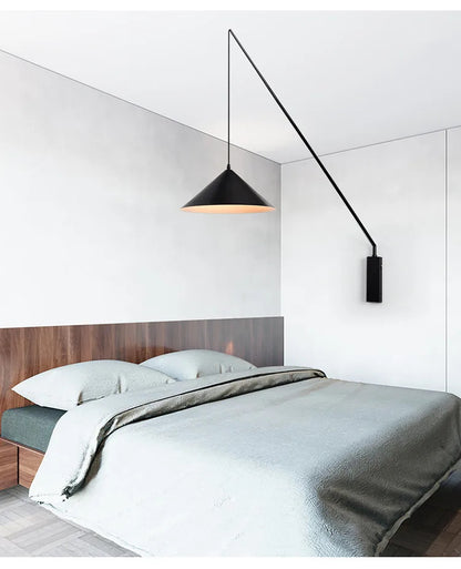 Nordic black Fishing simple Wall lamp Swing long Arm wall light loft sconce lighting