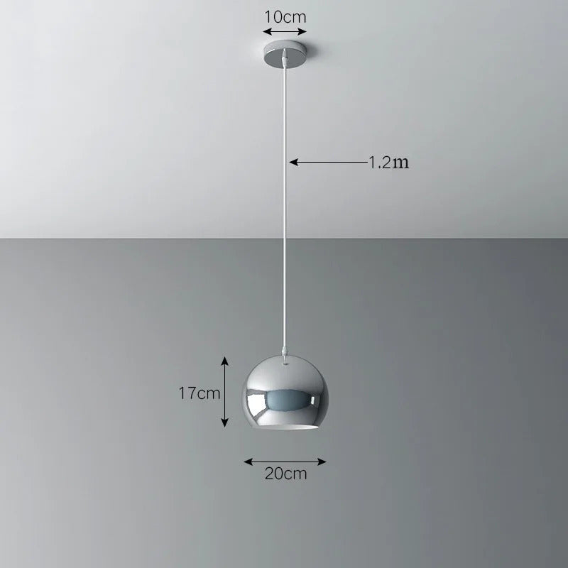 Nordic Plating Sliver Globe Ball Mirror Pendant Lights E27 Iron Hanging Lamp