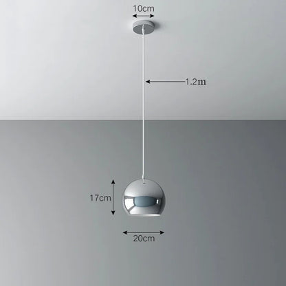 Nordic Plating Sliver Globe Ball Mirror Pendant Lights E27 Iron Hanging Lamp