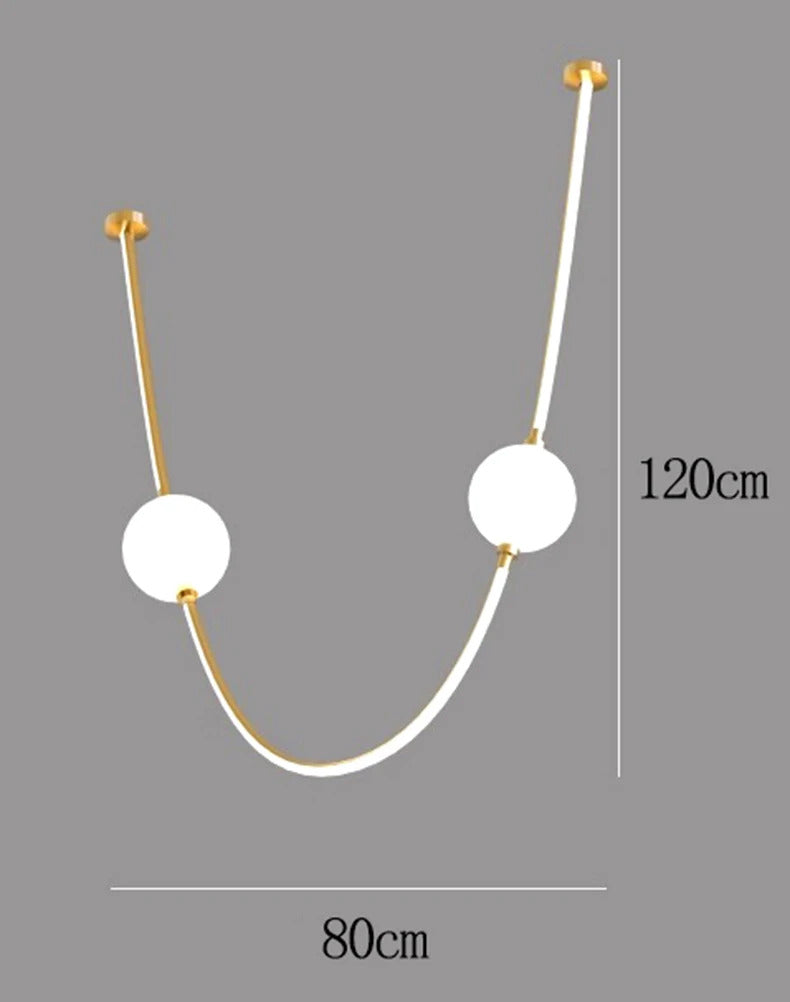 Postmodern glass ball chandelier nordic led curve light Dimmable staircase lamp