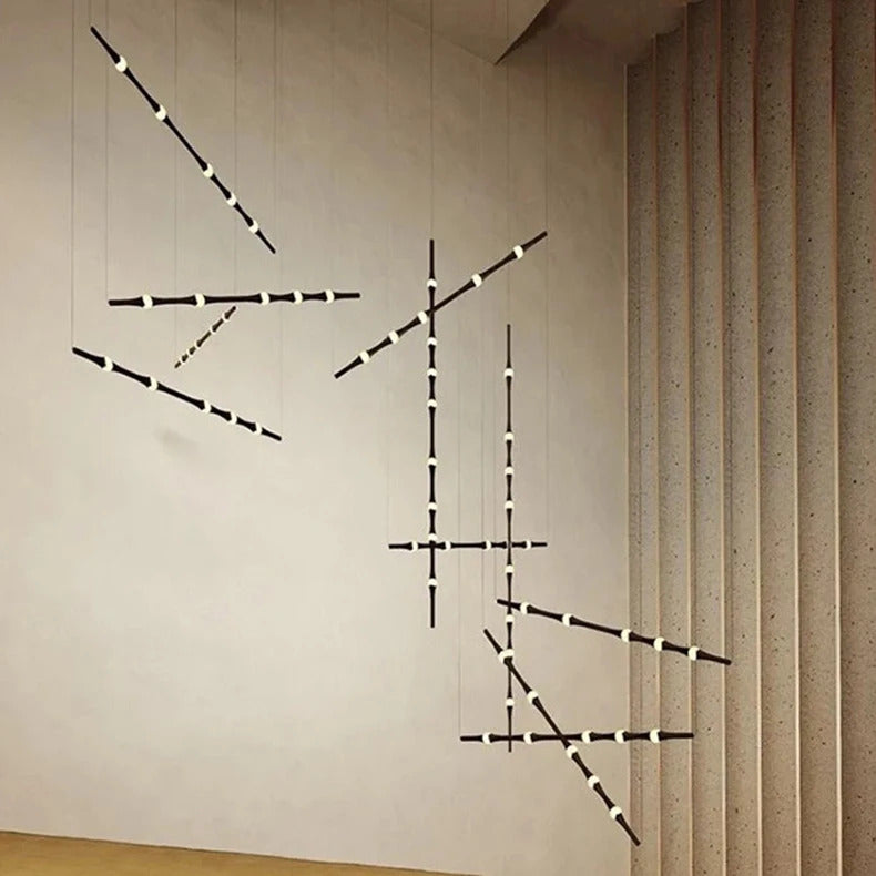 Novelty LED Aluminium long strip lamp Staircase Chandelier