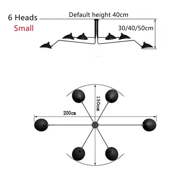 Mouille Ceiling Lamp Nordic Spider Pendant Light Multi 3/6heads for Living Room Bedroom Black Luminaire Home Decor