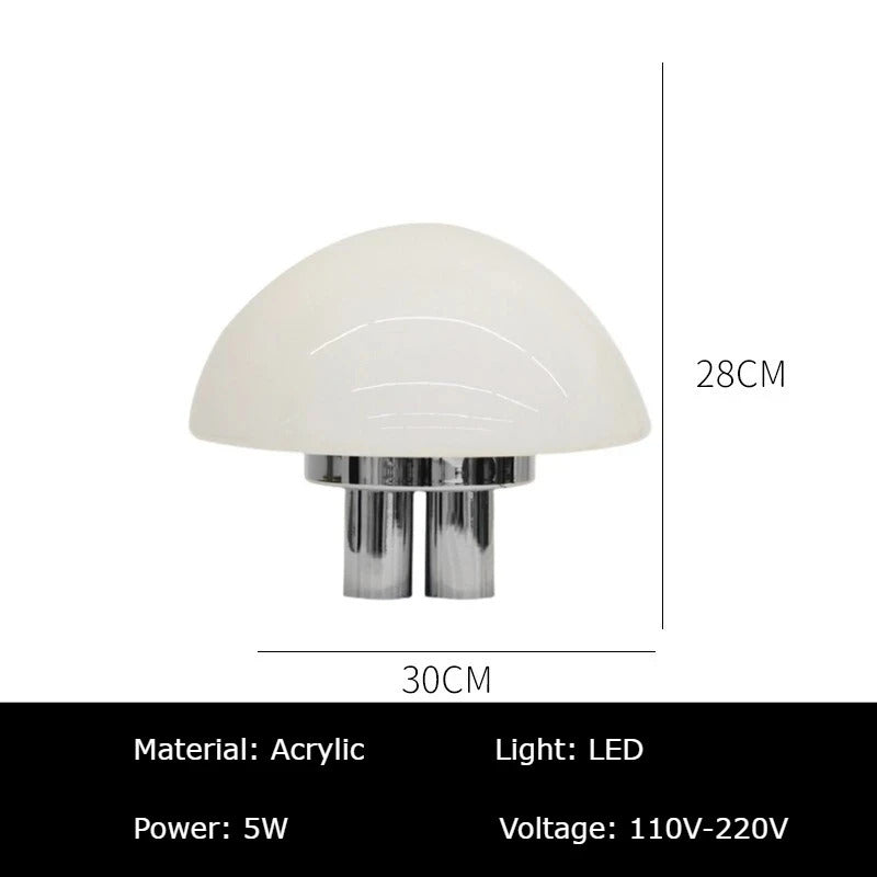 Mushroom Milk White Acrylic Retro Style LED Lights Romantic Nordic Home Decor Living Room Study Bedroom Warm Table Lamp