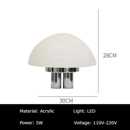 Mushroom Milk White Acrylic Retro Style LED Lights Romantic Nordic Home Decor Living Room Study Bedroom Warm Table Lamp