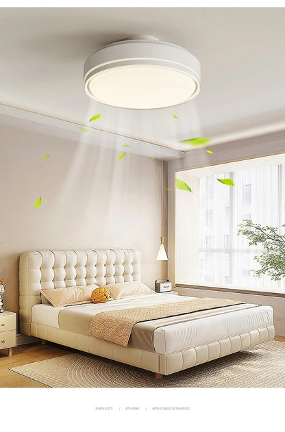 Modern Bladeless Ceiling Fans Round Flush Mount Fan Light
