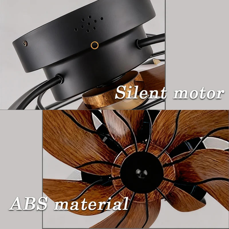 Industrial Retro Fan Light with remote control 110V-220V Living room Light