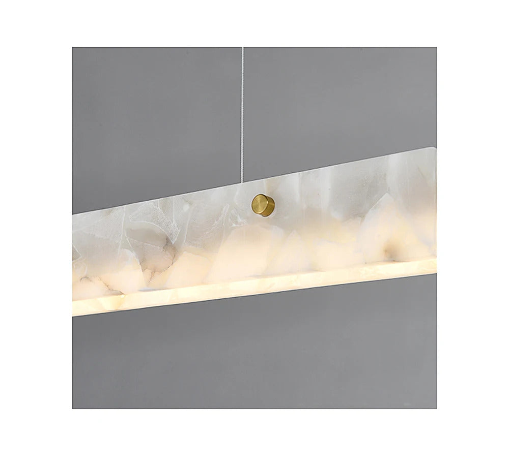Marble Rectangular long strip Chandelier Modern Luxury resin acrylic Gold Pendant light