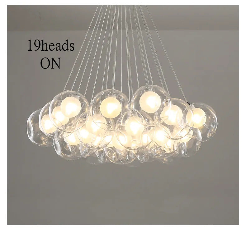 Nordic LED Bubble Lamp Chandelier Modern Clear Glass Ball Suspension Lamp