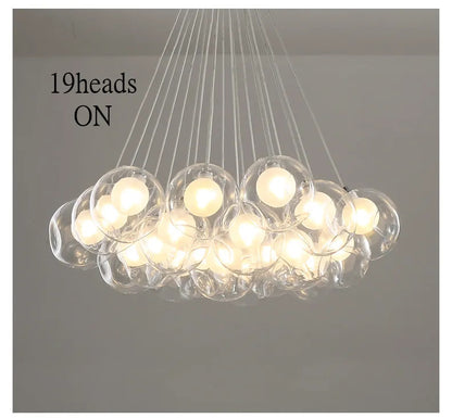 Nordic LED Bubble Lamp Chandelier Modern Clear Glass Ball Suspension Lamp