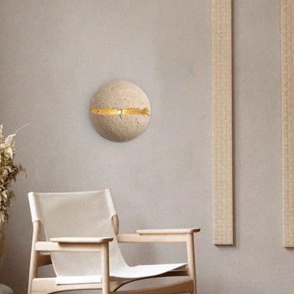 Natural Stone globe wall lamp Yellow cave stone Retro Art sconce Light