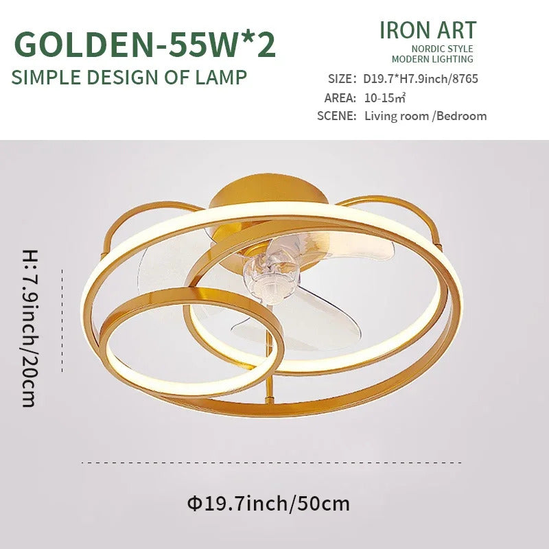 Modern simple LED Ceiling Fan Lamp with remote control Dining Room Bedroom Indoor lighting