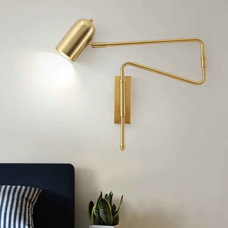 Nordic Long arm Wall lamp Art design Adjustable Wall light gold black swing sconce